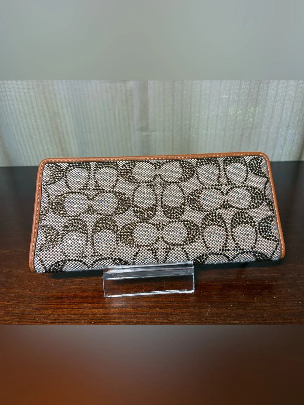 Coach Crystal Signature Jacquard Wallet